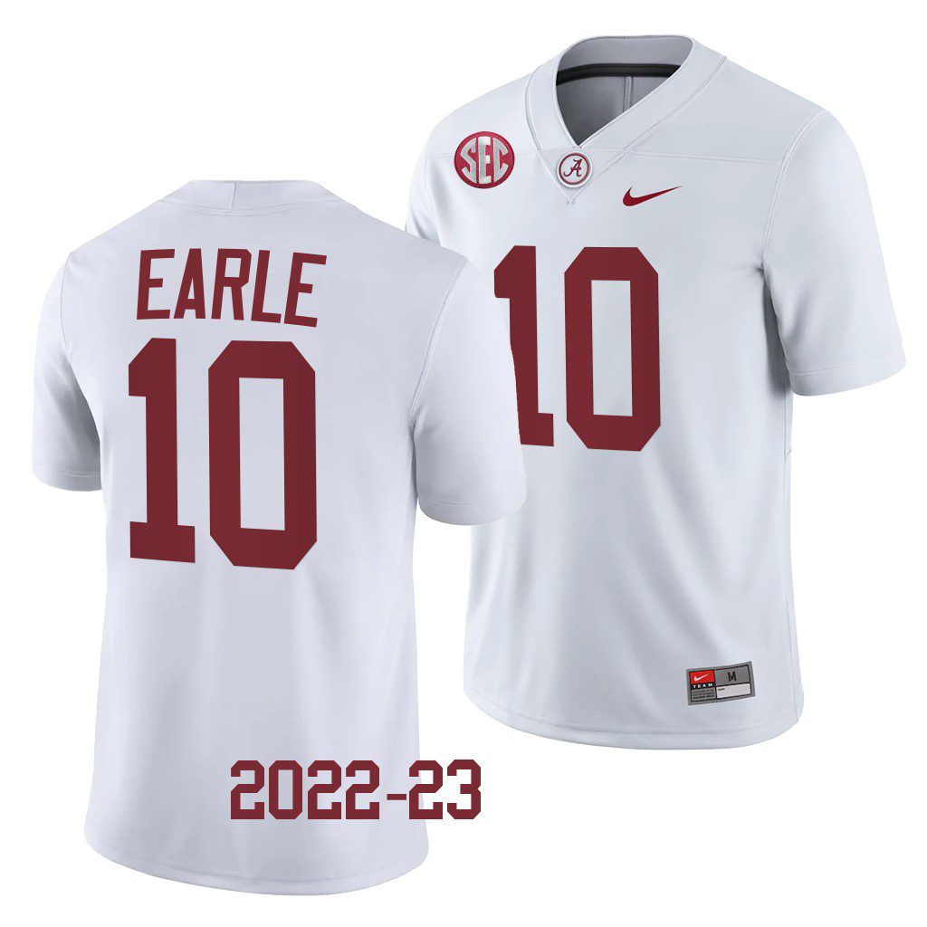 Men's Alabama Crimson Tide JoJo Earle #10 White 2022-23 NCAA College Football Jersey